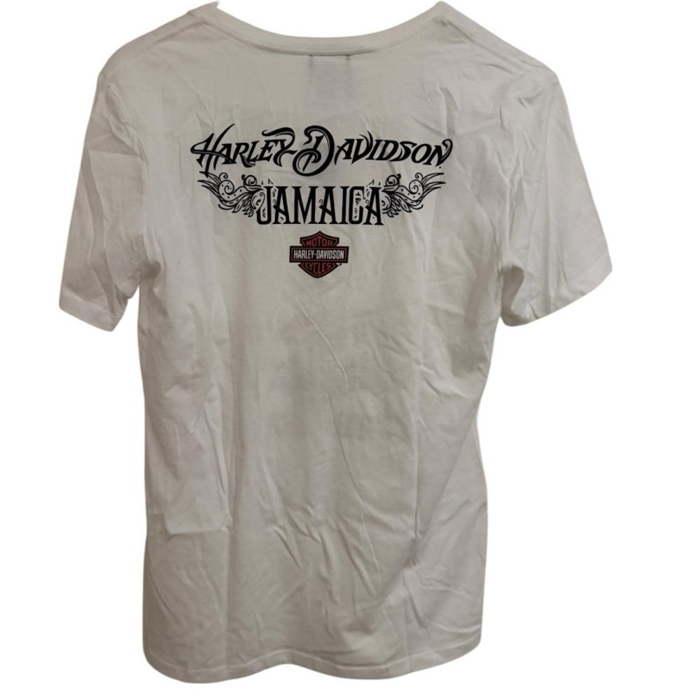 Harley Davidson Jamaica V Neck T Shirt Womens 2XL XXL White Graphic Logo NWT - Picture 4 of 4